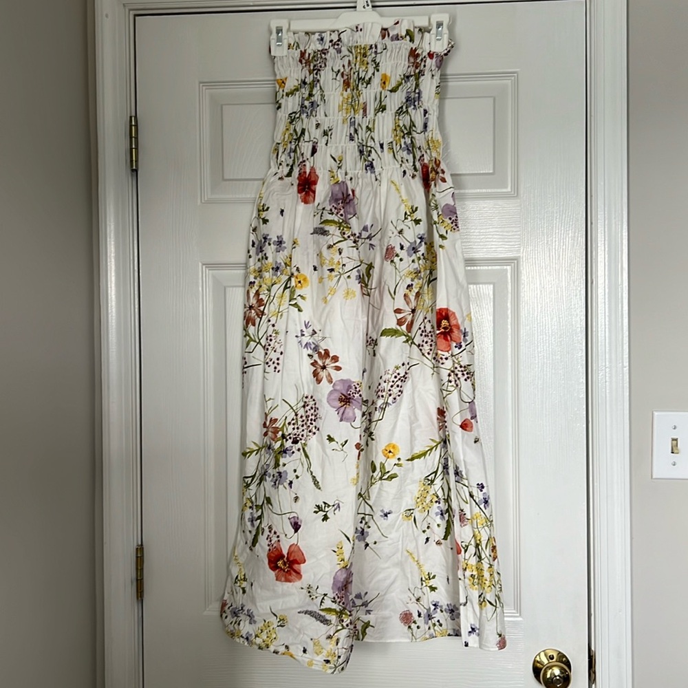 H&M smocked bandeau dress in size XS, NWT, wild flower collection.